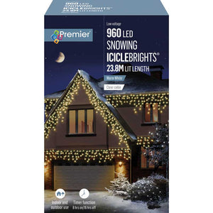 Premier 960 LED SNOWING ICICLEBRIGHTS with Timer - Warm White image 1
