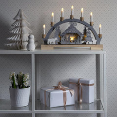 Konstsmide LED Wooden Silhouette with 7 Candles - Nativity image 0