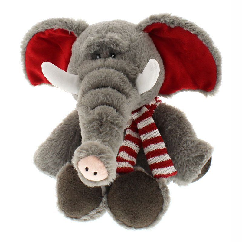 Festive Plush Sitting Elephant with Scarf (30cm) image 0