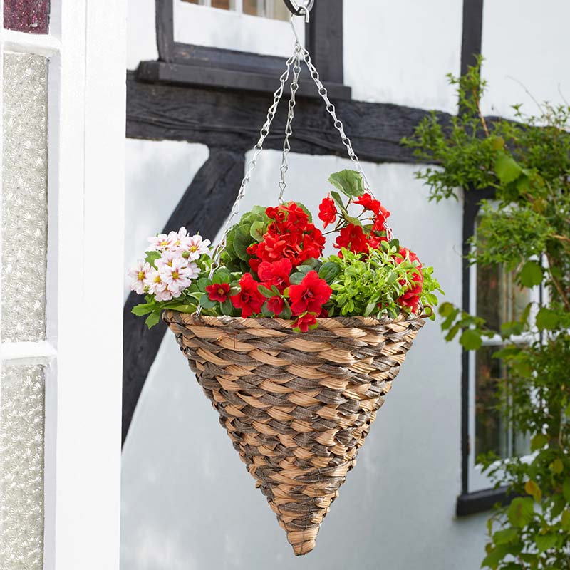 Smart Garden Earth Braid Faux Rattan Cone Hanging Basket (35cm) image 0