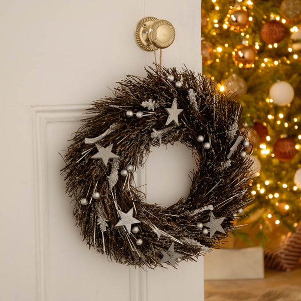 Festive Silver Berries & Stars Wreath image 3