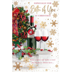 Words N Wishes Fireplace with Wine Bottle & Glasses Christmas Card image 0