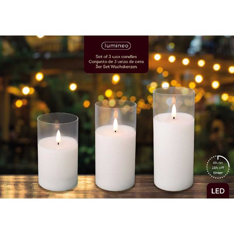 Lumineo White LED Wax Candles (Set of 3) image 0