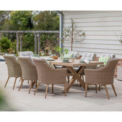 Bramblecrest Fairford Rectangular Dining Set with 8 Deluxe Vogue Armchairs
