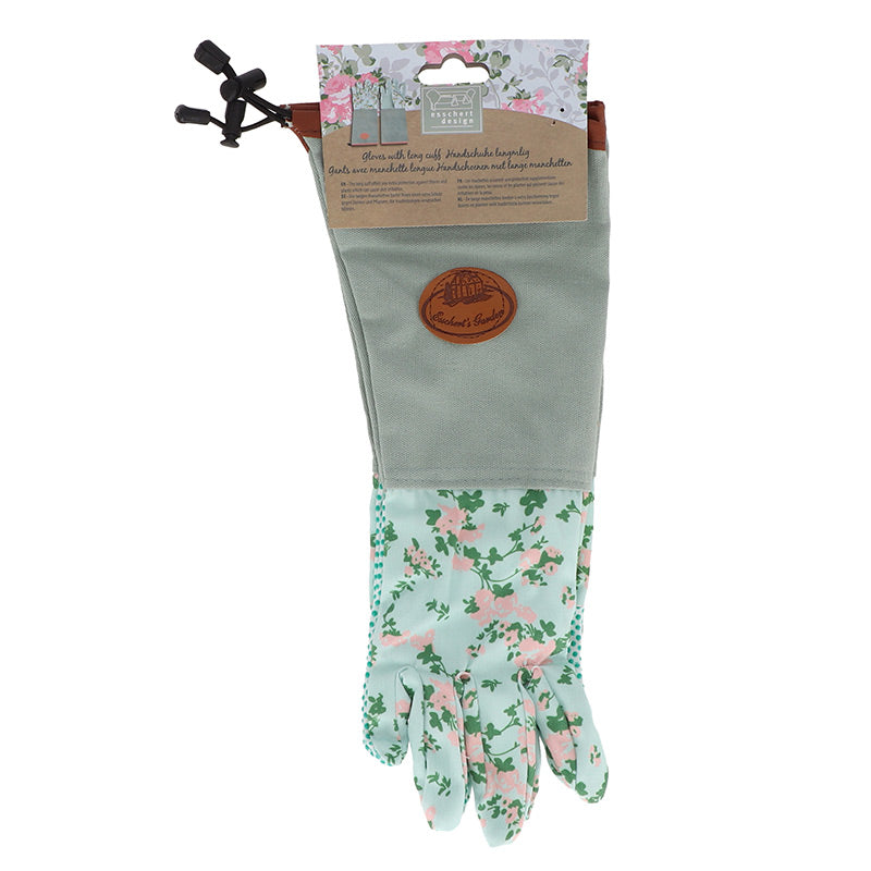 Esschert Design Rose Print Jute Gauntlet Gardening Gloves