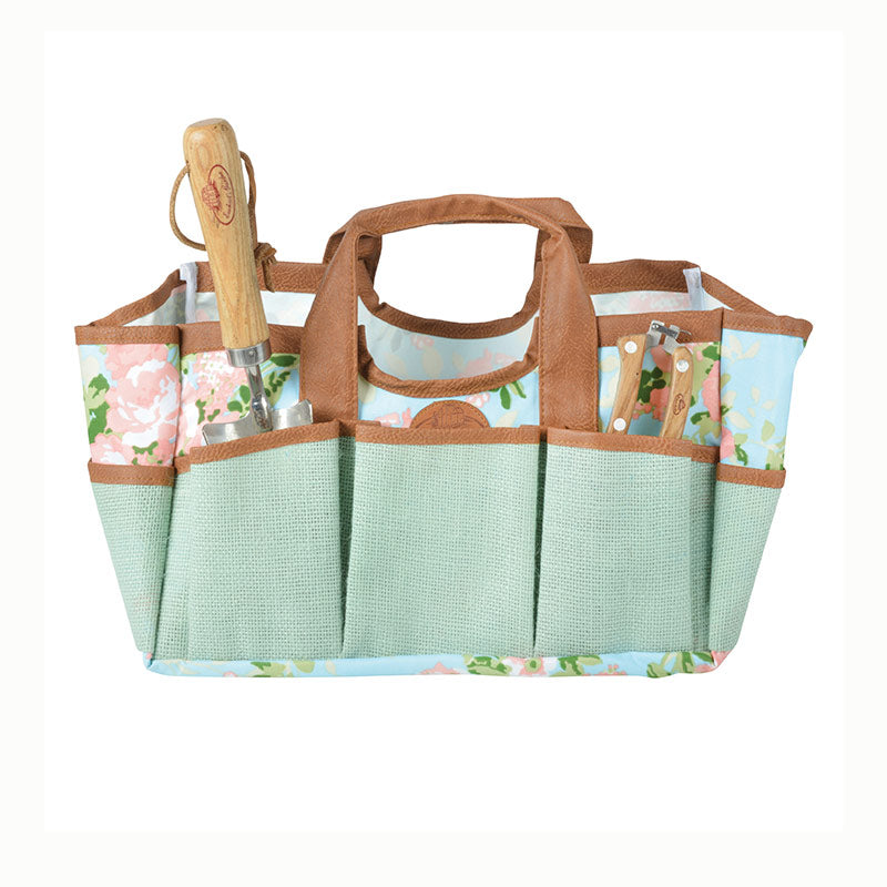 Esschert Design Rose Print Jute Gardening Tool Bag