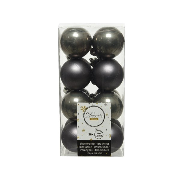 Decoris Shatterproof Baubles in Warm Grey (Pack of 16) image 0