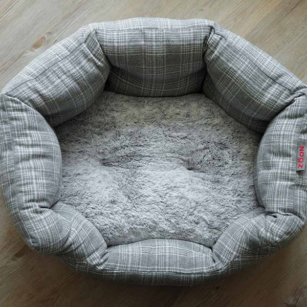 Zoon Grey Plaid Oval Dog Bed image 3