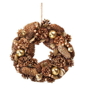 Festive Gold Balls, Berries & Pinecone Wreath image 2