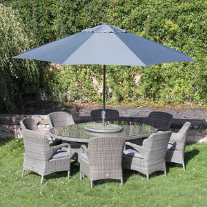 Supremo Verona 8 Seat Dining Set with Elliptical Table, Lazy Susan, 3.5m Parasol & Base image 4