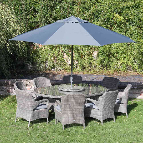 Supremo Verona 8 Seat Dining Set with Elliptical Table, Lazy Susan, 3.5m Parasol & Base image 4