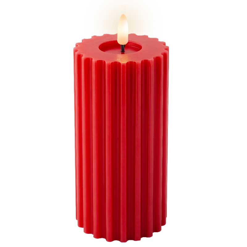 Lumineo Red Wax LED Carved Candle image 0