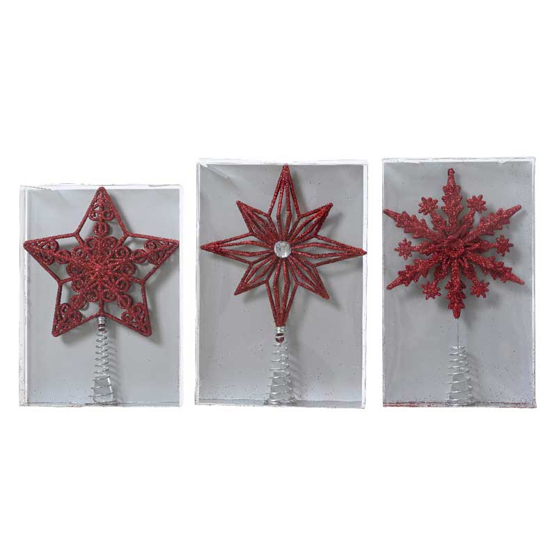 Decoris Red Glitter Tree Topper (Assorted Designs) image 0