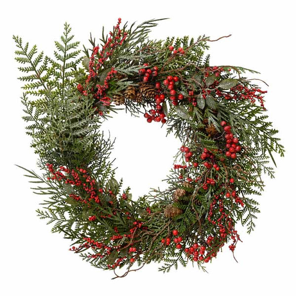 Everlands Red Glitter Berry Wreath image 1