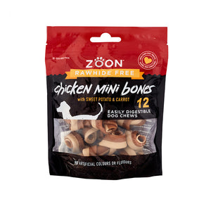 Zoon Rawhide Free 12 Chicken, Sweet Potato & Carrot Mini Bone Dog Treats 240g image 0