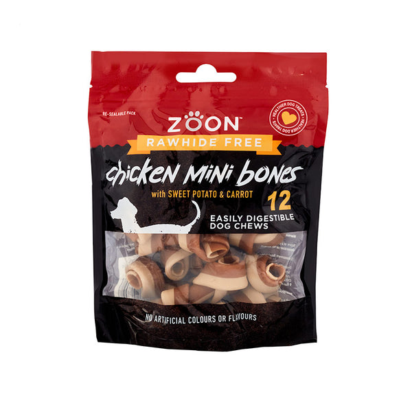 Zoon Rawhide Free 12 Chicken, Sweet Potato & Carrot Mini Bone Dog Treats 240g image 0