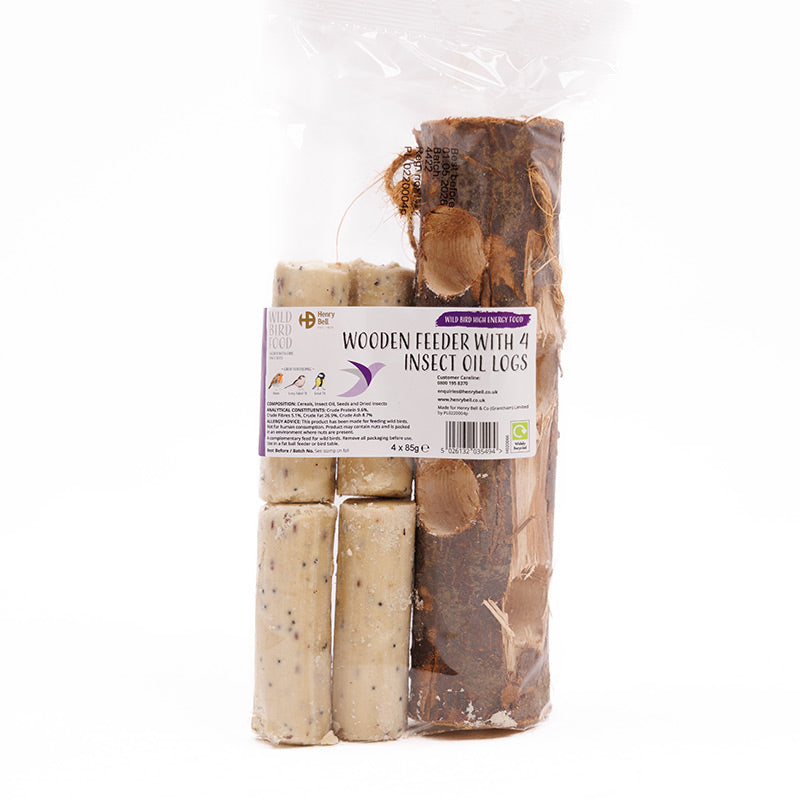 Henry Bell Log Feeder & 4 Insect Oil Suet Logs image 0