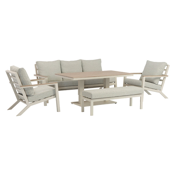 Bramblecrest Zurich 7-Seat Lounge Set in Mocha with Height-Adjustable Table image 6