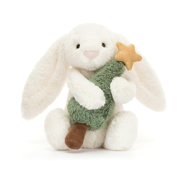 Jellycat Bashful Bunny with Christmas Tree image 3