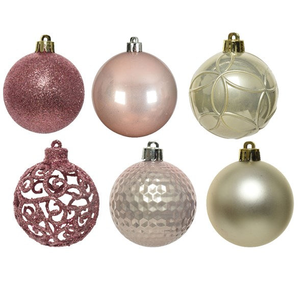 Decoris Shatterproof Baubles in Pink & Gold (Pack of 37) image 0