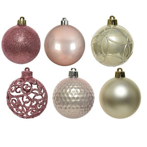 Decoris Shatterproof Baubles in Pink & Gold (Pack of 37) image 1