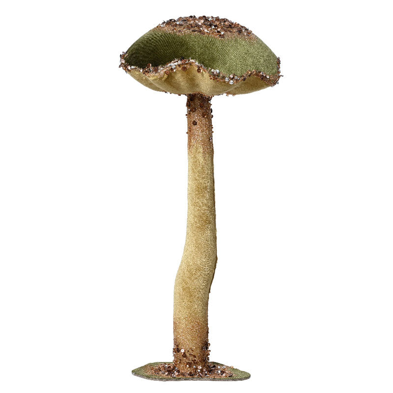 Decoris Green Polyester Mushroom with Glitter image 0