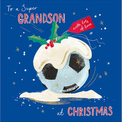 Woodmansterne Football Pudding Grandson Christmas Card image 0