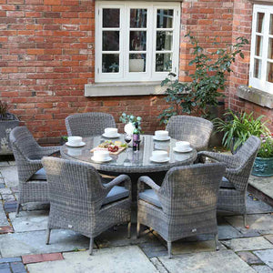 Supremo Verona 6 Seat Dining Set with 140cm Round Table, 3m Parasol & Base image 1