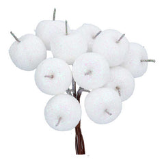 Gisela Graham White Glitter Apple Picks image 0