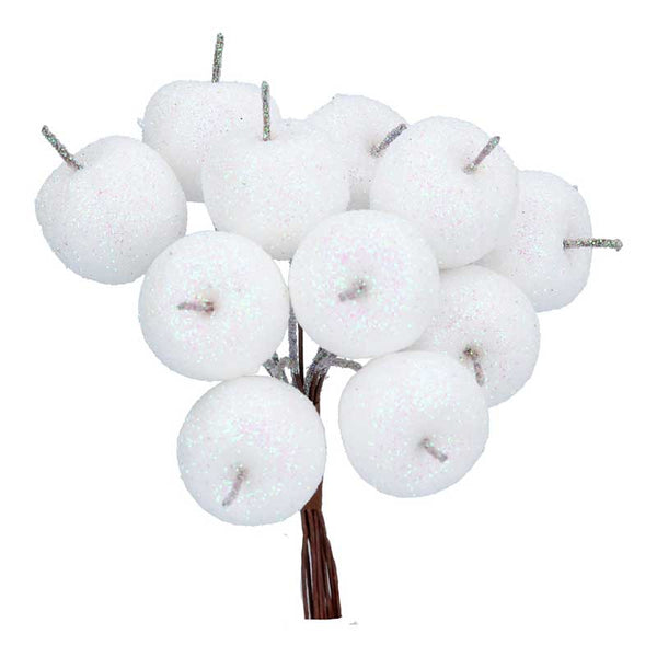 Gisela Graham White Glitter Apple Picks image 0