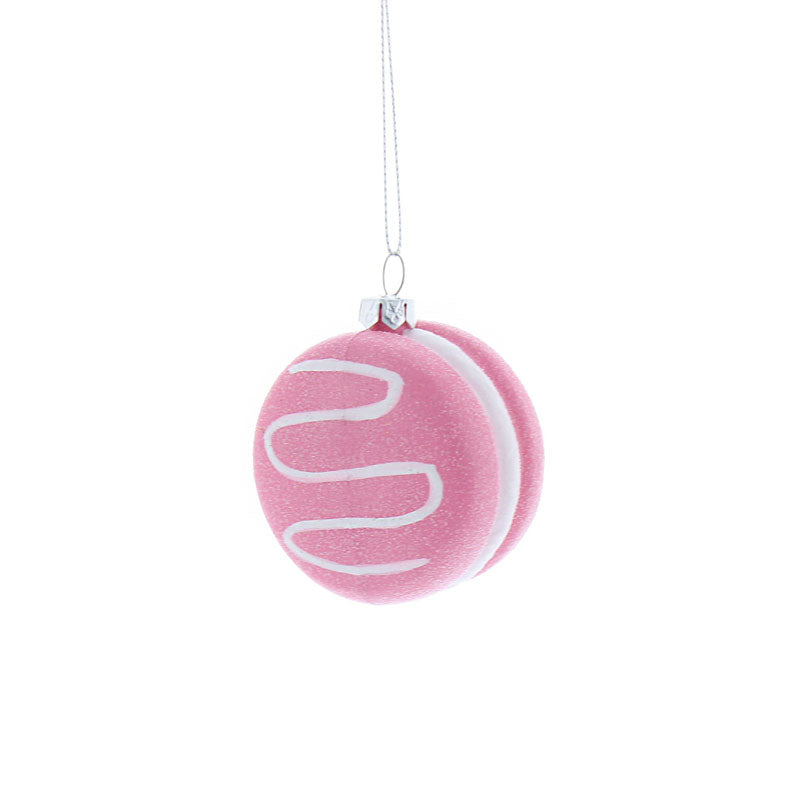 Festive Pink & White Glitter Macaron image 0