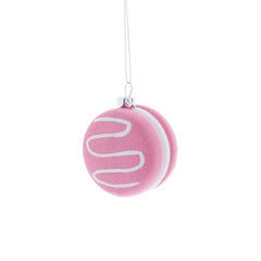Festive Pink & White Glitter Macaron image 0