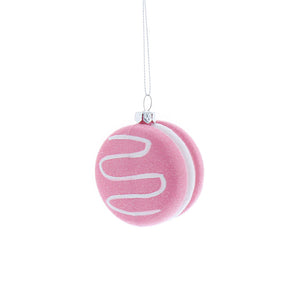 Festive Pink & White Glitter Macaron image 0