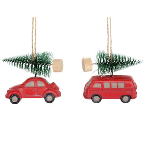 Gisela Graham Resin Red Car with Fir Tree (Assorted Designs) image 0