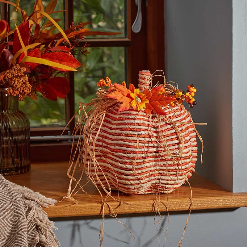 Stripped Extra-Large Raffia Pumpkin image 0