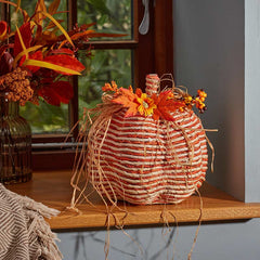 Stripped Extra-Large Raffia Pumpkin image 0