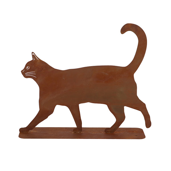 Fallen Fruits Rust Cat Walking Garden Ornament image 0