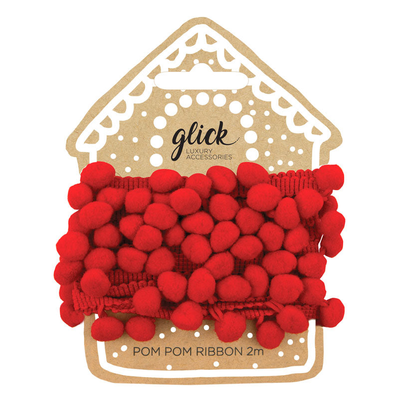 Glick Red Pom Pom Ribbon image 0