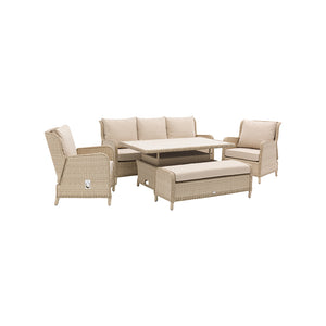 Bramblecrest Somerford Rattan Reclining 3-Seater Sofa &amp; Armchairs Set with Bench &amp; Rectangular Dual Height Table image 7