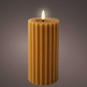 Lumineo Brown Wax LED Carved Candle image 1