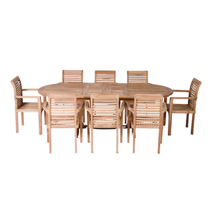 Bramblecrest Richmond 8 Seat Wooden Dining Set with Extending Oval Table, Parasol & Base image 5