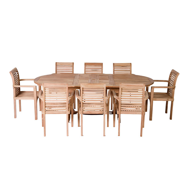 Bramblecrest Richmond 8 Seat Wooden Dining Set with Extending Oval Table, Parasol & Base image 5