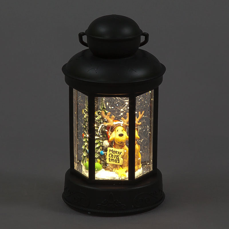 SnowTime LED Dog with Antlers Water Lantern image 0