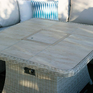 Bramblecrest Monterey Curved Corner Sofa Set in Sandstone with Square Firepit Table &amp; 2 Benches image 3