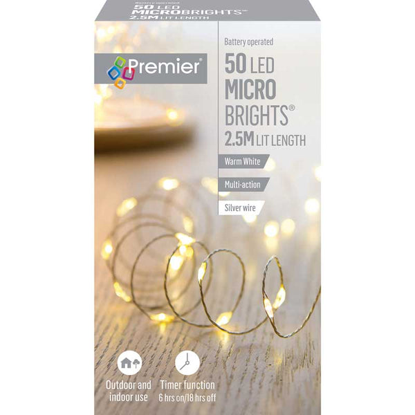 Premier 50 Multi-Action Battery Operated LED MICROBRIGHTS with Timer - Warm White image 1