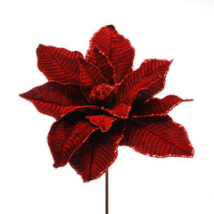 Festive Burgundy Glitter Poinsettia Stem (90cm)