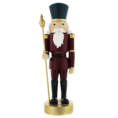 Festive Burgundy Nutcracker with Staff
