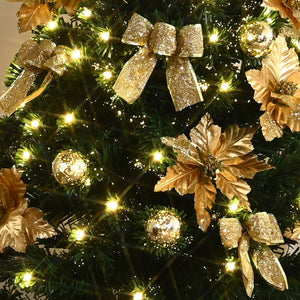 Festive Gold Poinsettia Fibre Optic Christmas Tree 