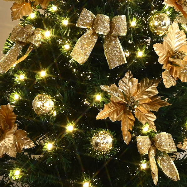 Festive Gold Poinsettia Fibre Optic Christmas Tree 