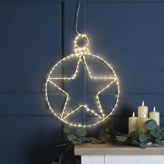 Festive Lit Hanging Star Bauble Decoration